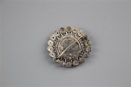 A 19th century yellow metal and citrine set ring (adapted) and 3 other items.